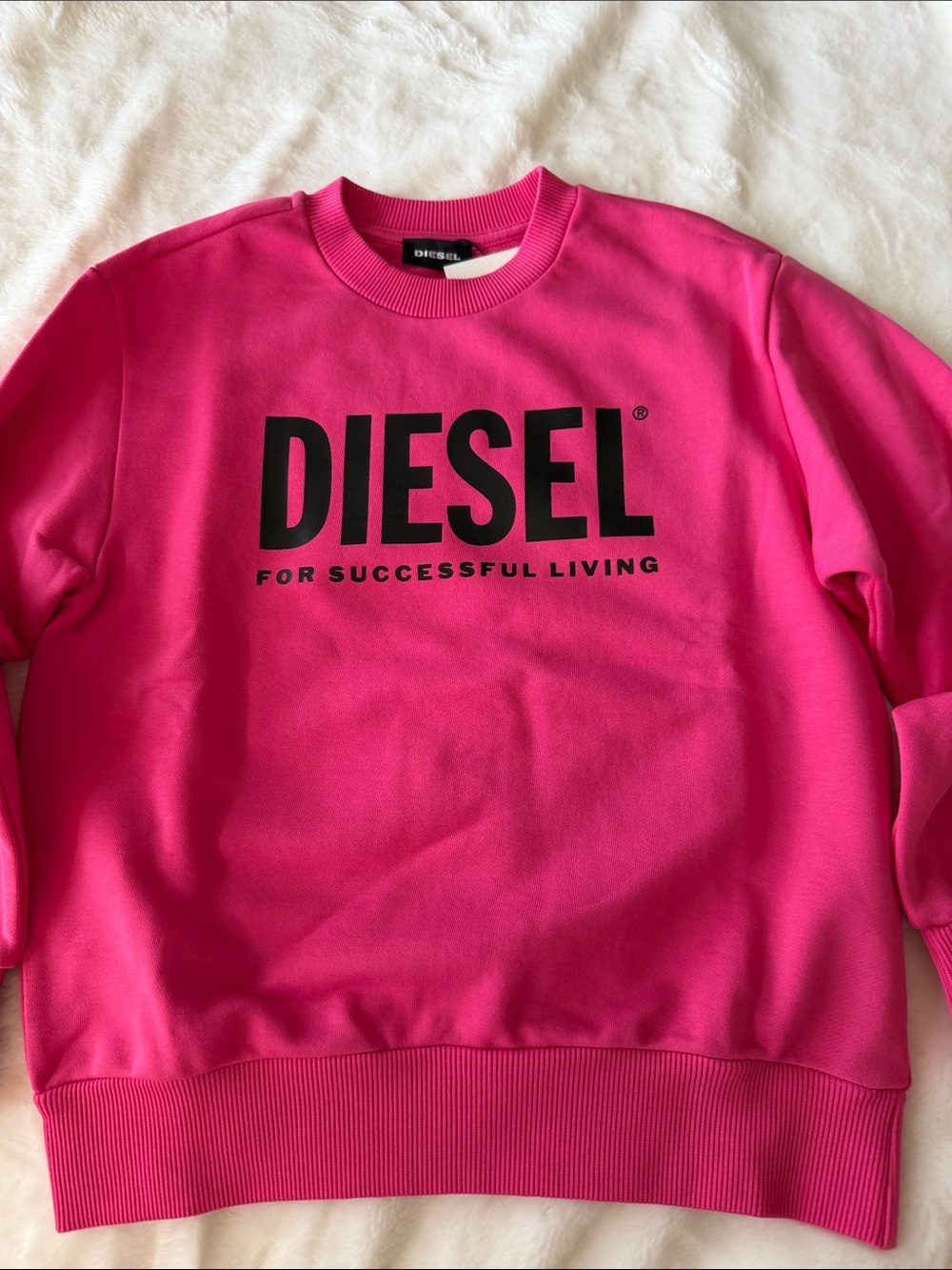 Diesel Boys Crewneck Sweatshirt in Hot Pink with Black Logo